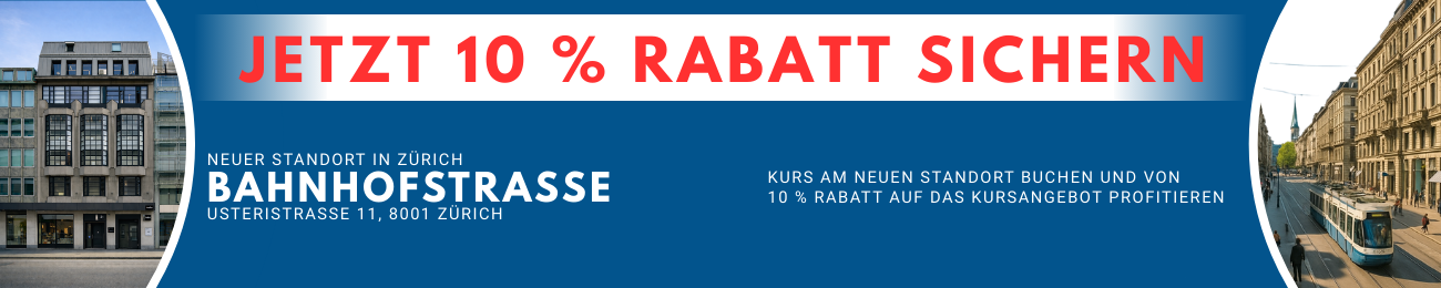 Neue Sprachschule an der Bahnhofstrasse Zürich – bis zu 10 % Rabatt sichern Sprachschule in Zürich an der Bahnhofstrasse mit Sprachkursen und bis zu 20 Prozent Rabatt auf Anmeldungen